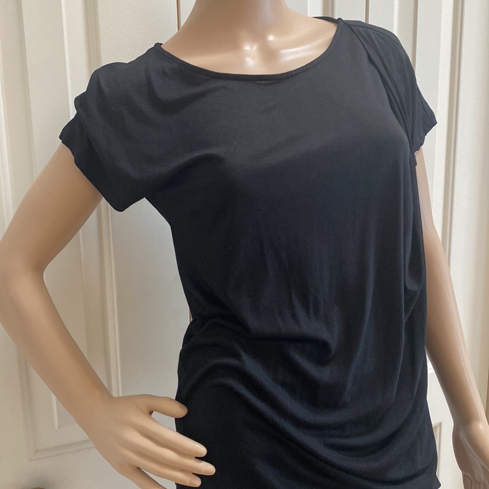 Banana Republic Womens M Black Faux Wrap feel Blouse. - Picture 3 of 8